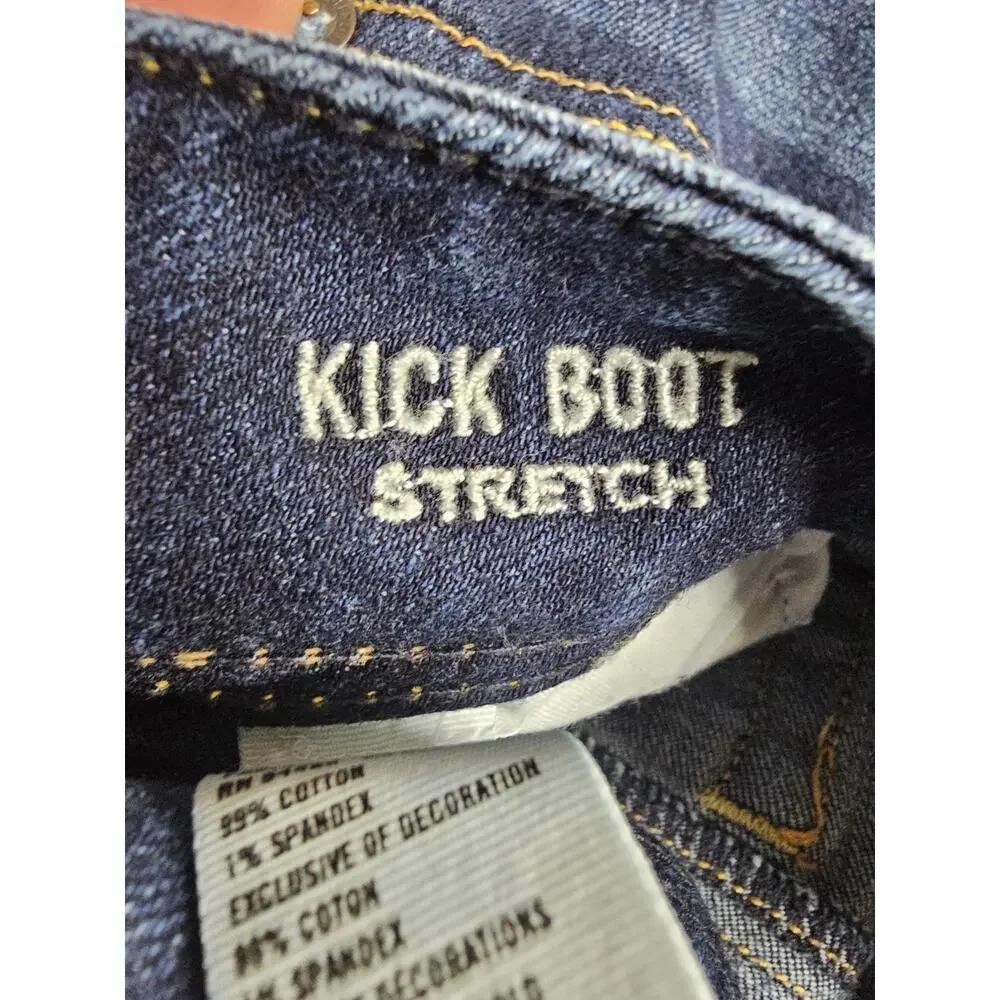 American Eagle Kick Boot Stretch Jeans Womens 6 Regular Dark Wash Blue Western